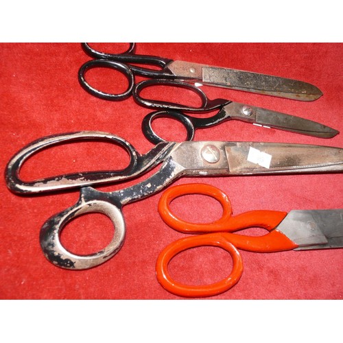 119 - LARGE PAIR OF TAYLORS SCISSORS PLUS 3 FURTHER PAIRS