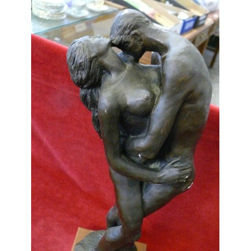 67 - LARGE EROTIC FIGURINE OF EMBRACING COUPLE