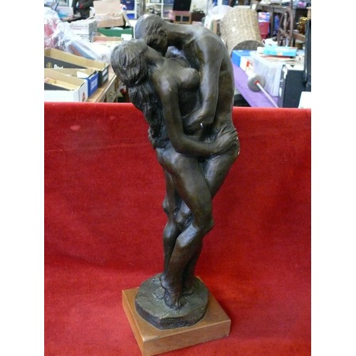 67 - LARGE EROTIC FIGURINE OF EMBRACING COUPLE