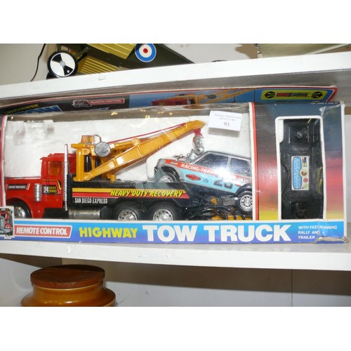 93 - A LARGE REMOTE CONTROL HIGHWAY TOW TRUCK IN ORIGINAL BOX