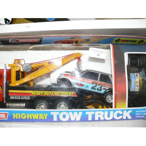 93 - A LARGE REMOTE CONTROL HIGHWAY TOW TRUCK IN ORIGINAL BOX