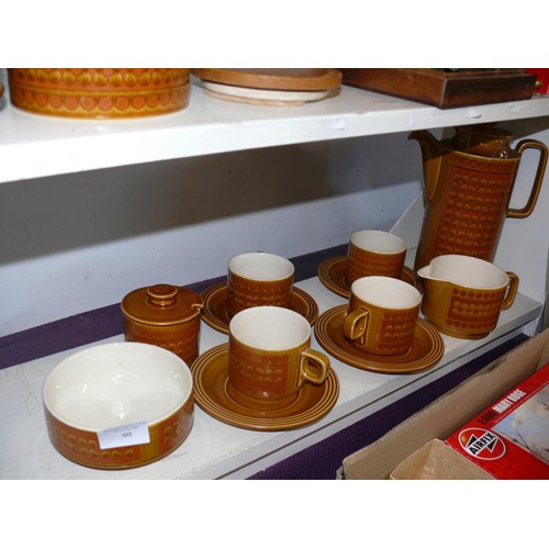 99 - LARGE COLLECTION OF HORNSEA 'SAFFRON' CERAMIC TABLEWARE COFFEE SET, PLATES, CANNISTERS ETC