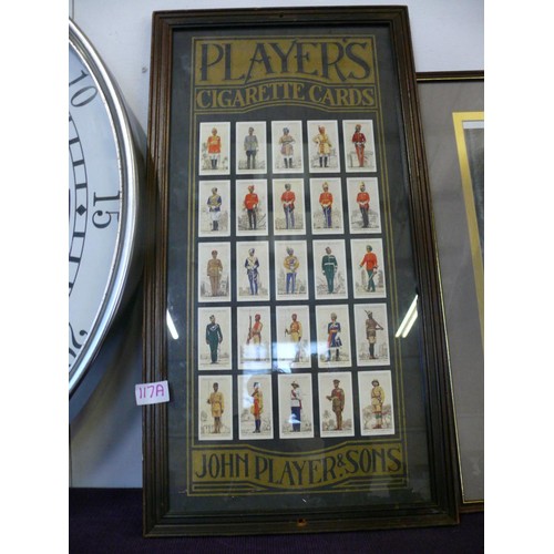 117A - COLLECTION OF 25 MILITARY PLAYER'S CIGARETTE CARDS FRAMED AND GLAZED