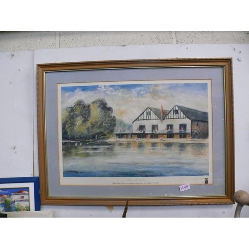 134A - LARGE FRAMED AND GLAZED LIMITED EDITION ARTISTS PROOF PRINT OF BEDFORD ROWING CLUB SIGNED BY CLIFFOR... 