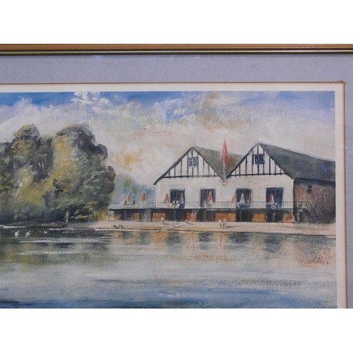 134A - LARGE FRAMED AND GLAZED LIMITED EDITION ARTISTS PROOF PRINT OF BEDFORD ROWING CLUB SIGNED BY CLIFFOR... 