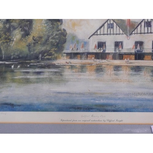 134A - LARGE FRAMED AND GLAZED LIMITED EDITION ARTISTS PROOF PRINT OF BEDFORD ROWING CLUB SIGNED BY CLIFFOR... 