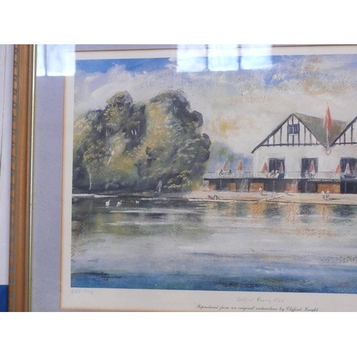 134A - LARGE FRAMED AND GLAZED LIMITED EDITION ARTISTS PROOF PRINT OF BEDFORD ROWING CLUB SIGNED BY CLIFFOR... 