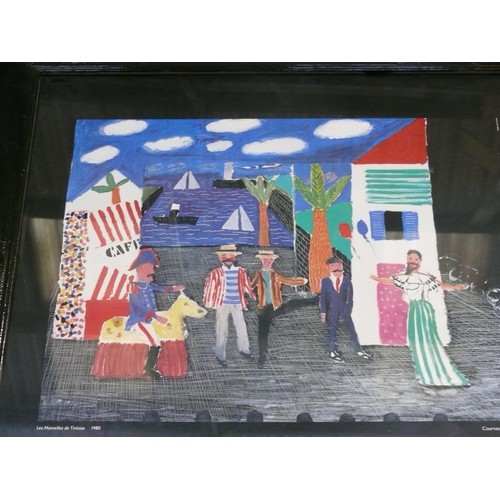 149A - LARGE FRAMED AND GLAZED PRINT 'HOCKNEY PAINTS ON STAGE' 1983-84