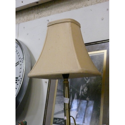 120 - 2 CONTEMPORARY METAL BASED TABLE LAMPS WITH CREAM SHADES