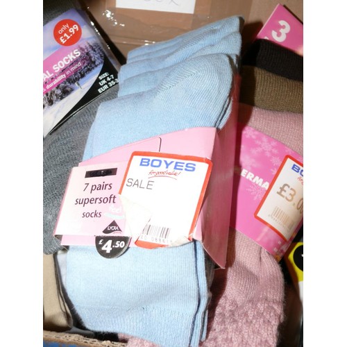 163 - LARGE BOX OF NEW LADIES SOCKS 100 PAIRS