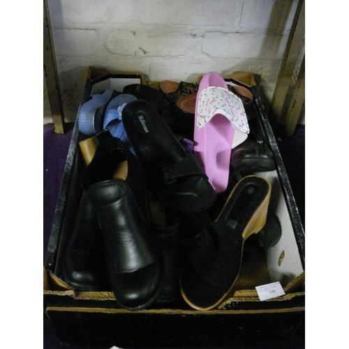 166 - LARGE BOX OF LADIES SHOES AND BOOTS MOSTLY SIZE 4