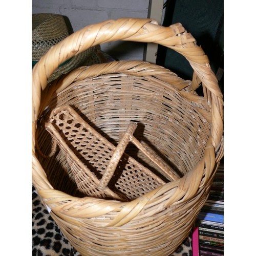 168 - LARGE ROUND WICKER BASKET