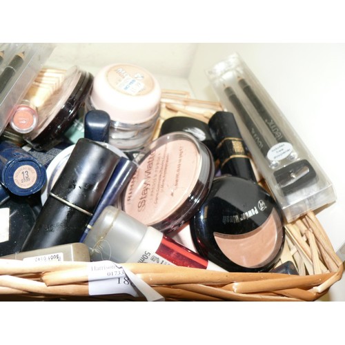 188 - BASKET OF MAKE UP AND COSMETICS RIMMEL, MARGARET ASTOR, NIVEA ETC