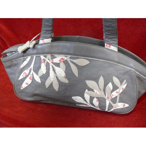 222 - LADIES RADLEY HANDBAG WITH EMBOSSED FLORAL/LEAF PATTERN