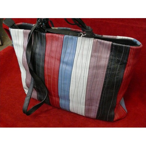 225 - LADIES RADLEY MULTI COLOURED STRIPED HANDBAG WITH SHOULDER STRAP