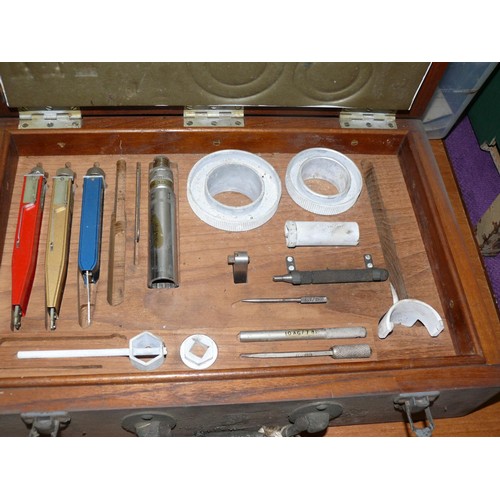 258 - VINTAGE WOODEN CASED KIT OF TOOLS (TEST GEAR)