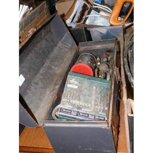 264 - VINTAGE METAL TOOLBOX AND CONTENTS