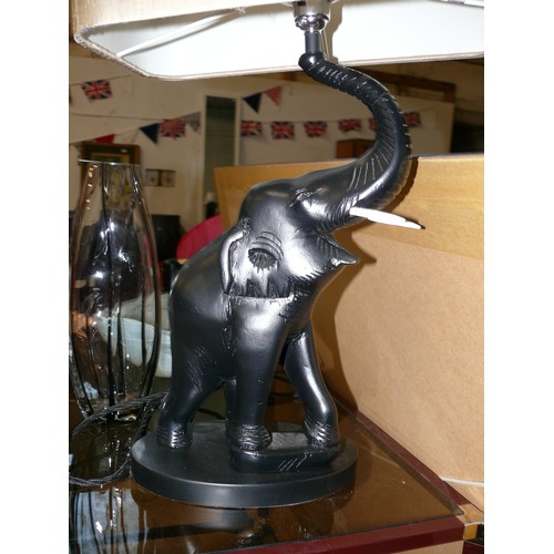 293 - LARGE BLACK ELEPHANT TABLE LAMP