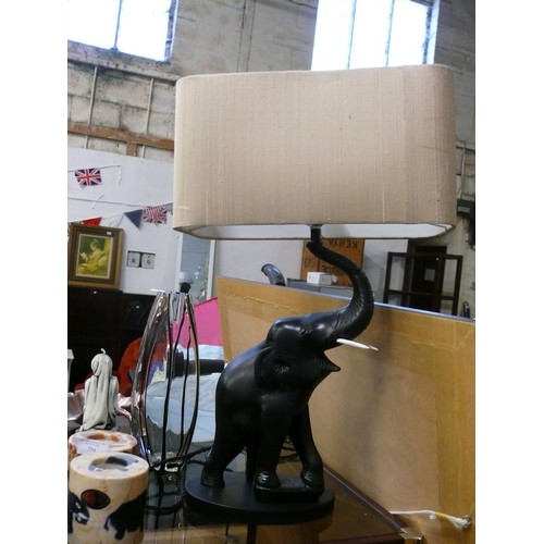 293 - LARGE BLACK ELEPHANT TABLE LAMP