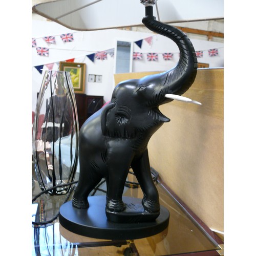 293 - LARGE BLACK ELEPHANT TABLE LAMP