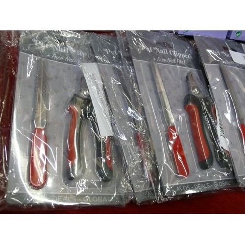 308 - 12 NEW AND SEALED PACKS OF PET NAIL CLIPPERS AND 4 NEW CALCULATORS