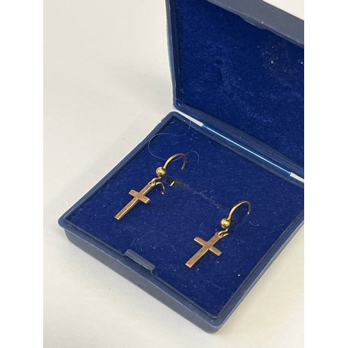 33 - A PAIR OF 9CT GOLD CROSS EARRINGS WEIGHT 1.2GR