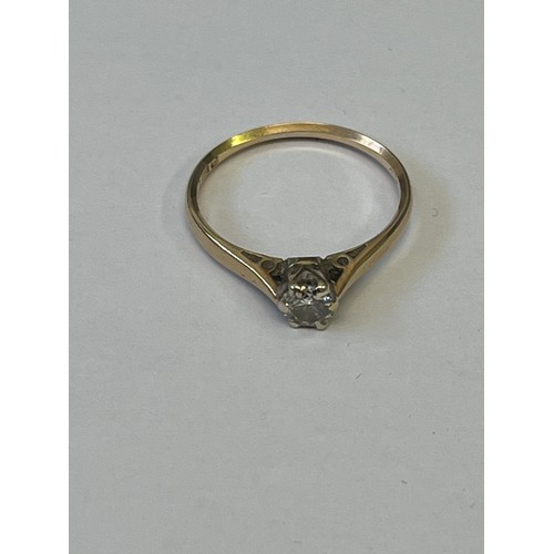 46 - ANTIQUE DIAMOND SOLITAIRE RING 9CT GOLD SIZE K WEIGHT 1.4GR REAL DIAMOND