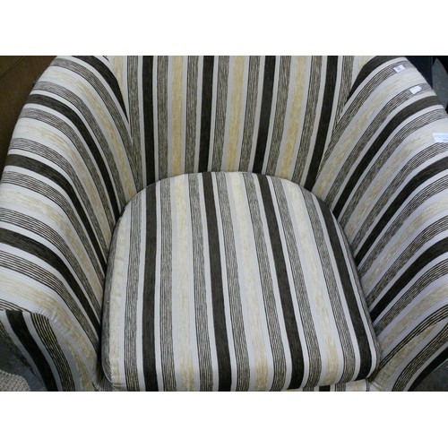 368 - VERY NICE GOOD QUALITY BROWN STRIPED TUB CHAIR