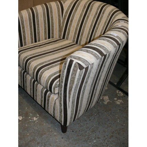 368 - VERY NICE GOOD QUALITY BROWN STRIPED TUB CHAIR