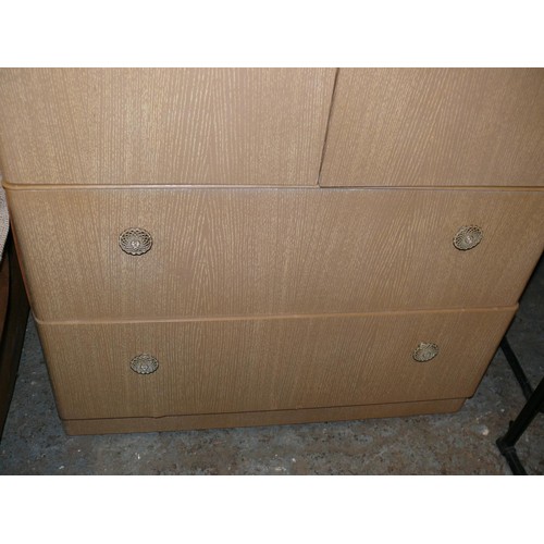 370 - RETRO CUPBOARD WITH 2 DRAWERS AND TAPESTRY HANDLES