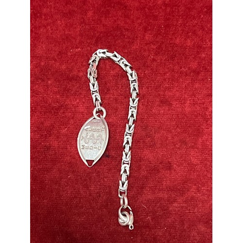 44 - STERLING SILVER & MOTHER OF PEARL PENDANT ON SILVER CHAIN AND A STERLING SILVER MEDICAL ALERT TAG