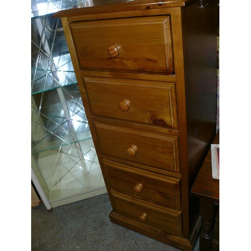 434 - TALL PINE 5 DRAWER CHEST