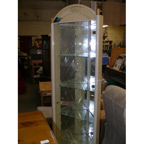 435 - TALL ODEON STYLE CORNER CABINET WITH MIRRORED BACK