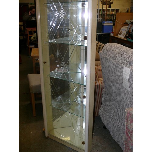 435 - TALL ODEON STYLE CORNER CABINET WITH MIRRORED BACK