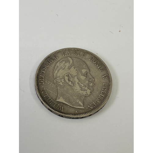 51D - SOLID SILVER 5 MARK COIN 1874 BERLIN MINT V/F