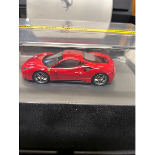 15 - A SUPERB FERRARI OFFICIAL PRODUCT 812 SUPERFAST DIE CAST MODEL CAR IN RED WITH A STAND AND PRESENTAT... 