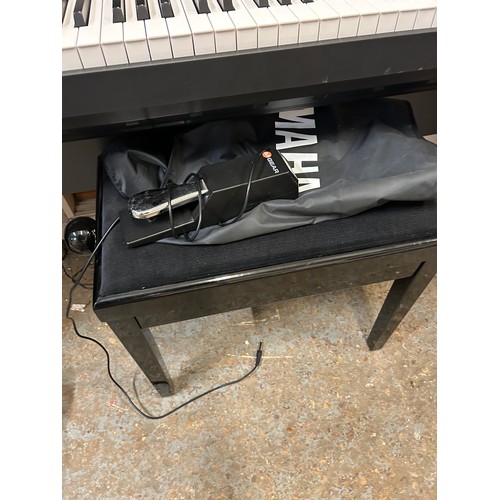 59B - YAMAHA DIGITAL PIANO P-35 COMPLETE WITH POWER SUPPLY, STAND, KEYBOARD COVER, ADJUSTABLE HEIGHT STOOL... 