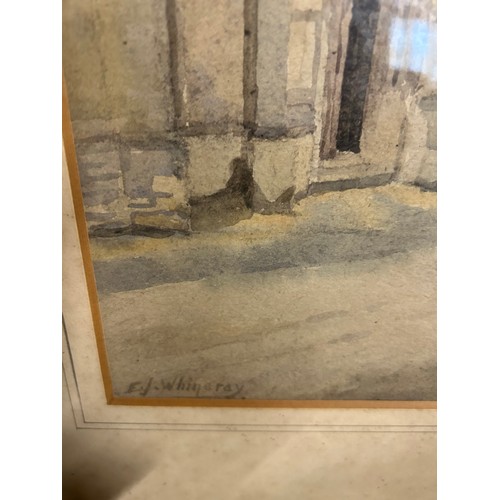 148 - VINTAGE FRAMED AND GLAZED WATERCOLOUR COTSWOLD VILLAGE SCENE SIGNED BY KNOWN ARTIST EJ WHINERY