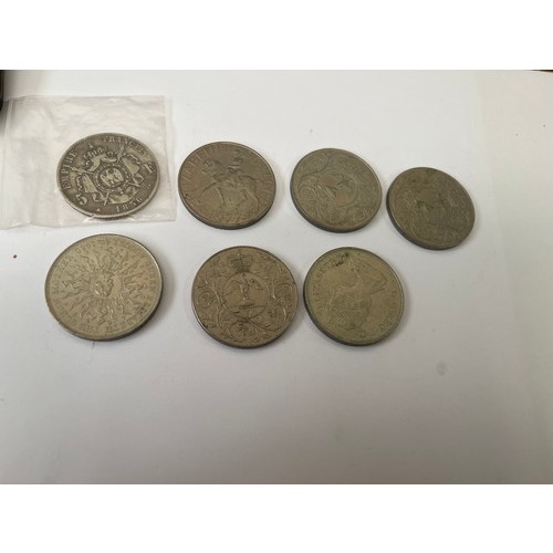 51E - COLLECTION OF COINS INCLUDING 5 FRANCE SILVER COIN 1856 25GR PLUS SOME OTHER SILVER