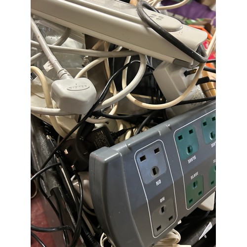 351 - VERY LARGE JOBLOT F ELECTRICALS EXTENSION LEADS, BIG BUTTON PHONE, ADAPTORS ETC