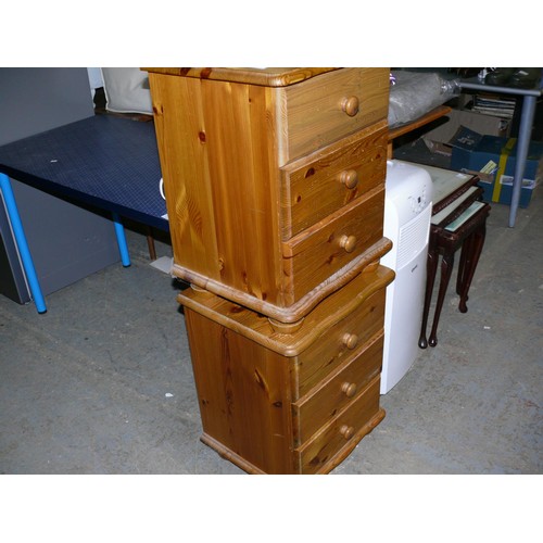 443 - PAIR OF PINE 3 DRAWER BEDSIDES