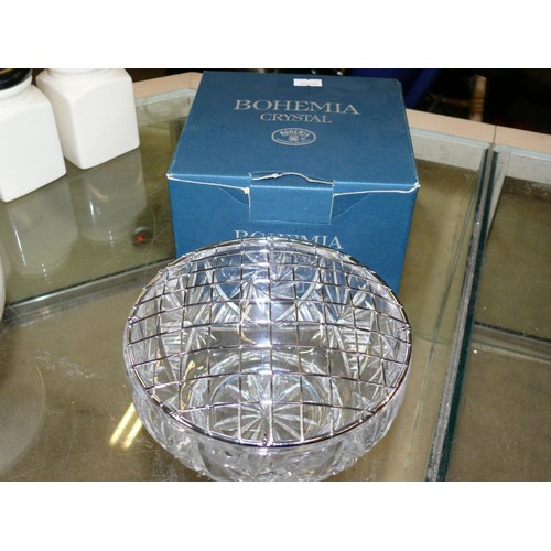 428C - BOHEMIA CRYSTAL ROSE BOWL WITH ORIGINAL BOX