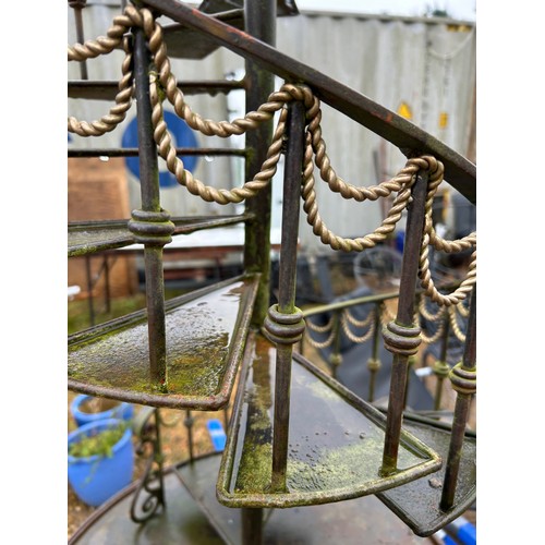 411 - Unusual & decorative wrought iron spiral staircase wine rack and & drinks table - outdoor or indoor ... 