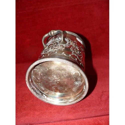 7 - Silver plated wine/syphon coaster bucket, chased and engraved with classical scrolls, flowers and ca... 