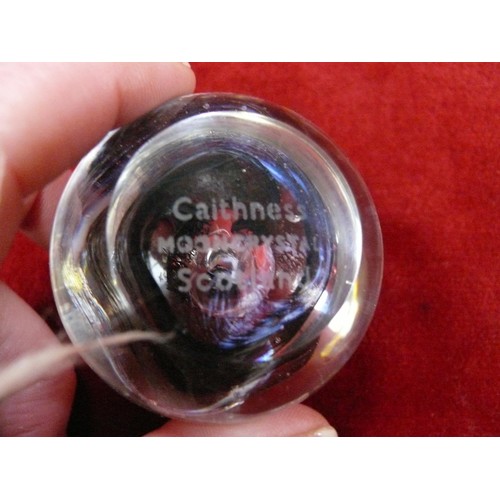 29 - Caithness Moon Crystal (Scotland) glass paperweight - black swirl.