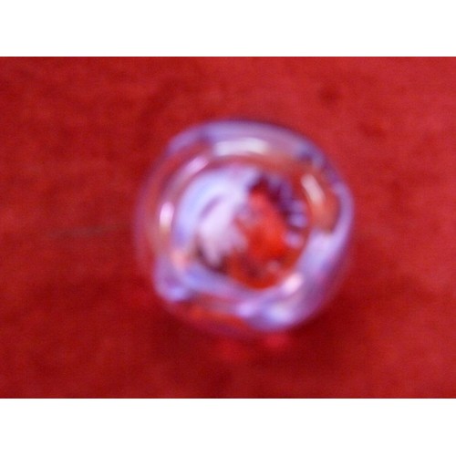 30 - Caithness Moon Crystal (Scotland) glass paperweight - red swirl.