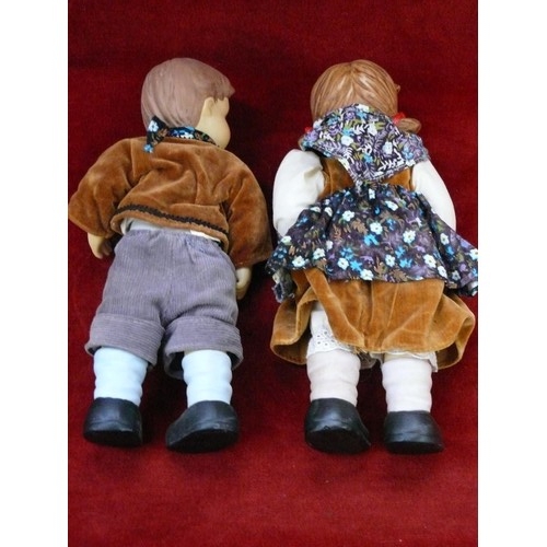 26 - Vintage pair of Hansel & Gretel string jointed bisque porcelain dolls, by Oumlet Goebel.