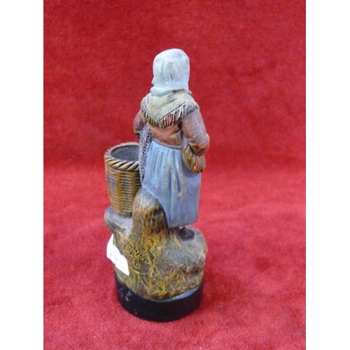 24 - A French studio pottery hand painted figure of a Breton fisherwoman, marked on the reverse for Ceram... 