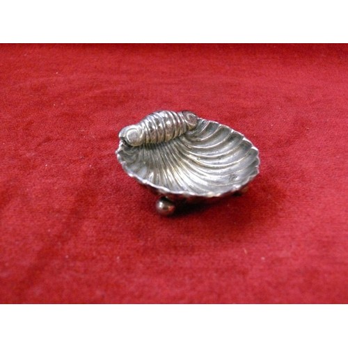 17 - Victorian silver salt in the form of a shell, Birmingham 1898, maker's mark for Thomas Hayes.