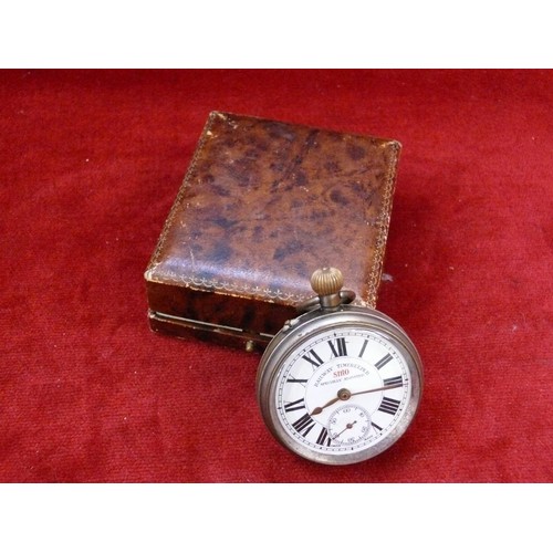 15 - Siro Railway Timekeeper regulator pocket watch, with a white dial, roman numerals and second dial. A... 